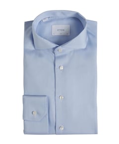 Heren overhemd lange mouw blauw