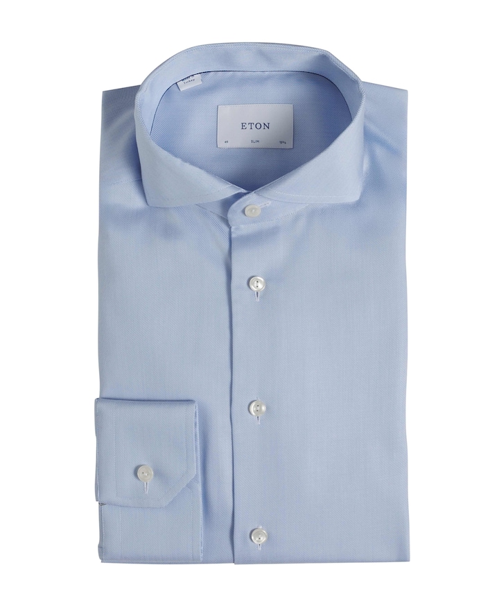 Heren overhemd lange mouw blauw