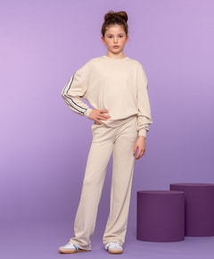 Pants scuba with tape meisjes broek beige