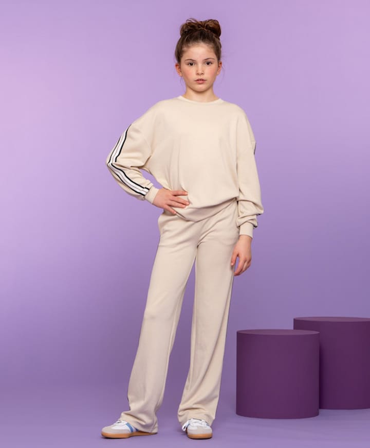Pants scuba with tape meisjes broek beige