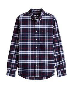 Heren overhemd lange mouw blauw