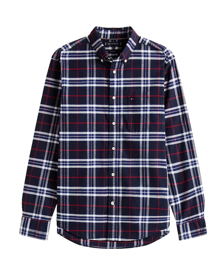 Heren overhemd lange mouw blauw