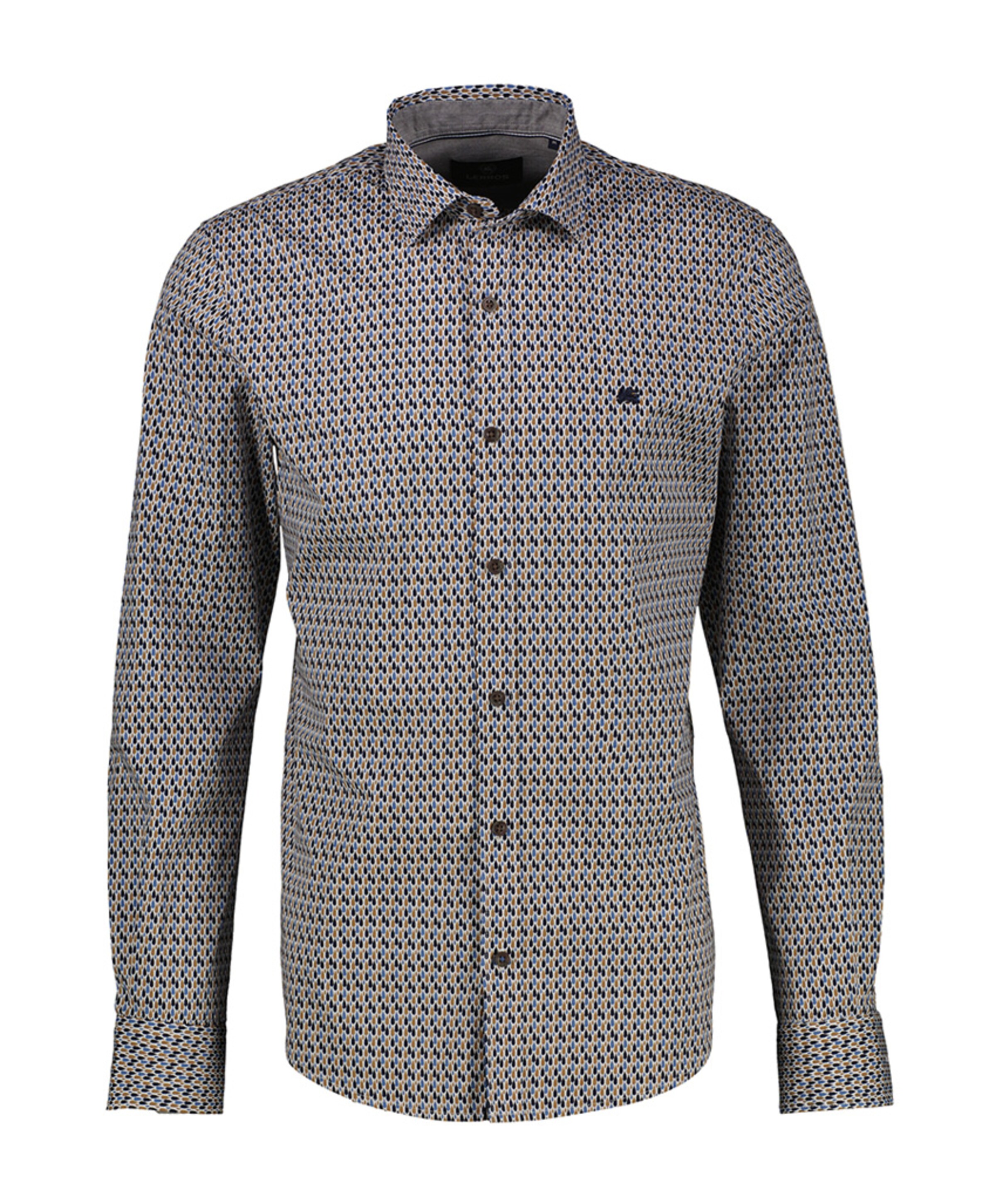 Heren overhemd lange mouw beige