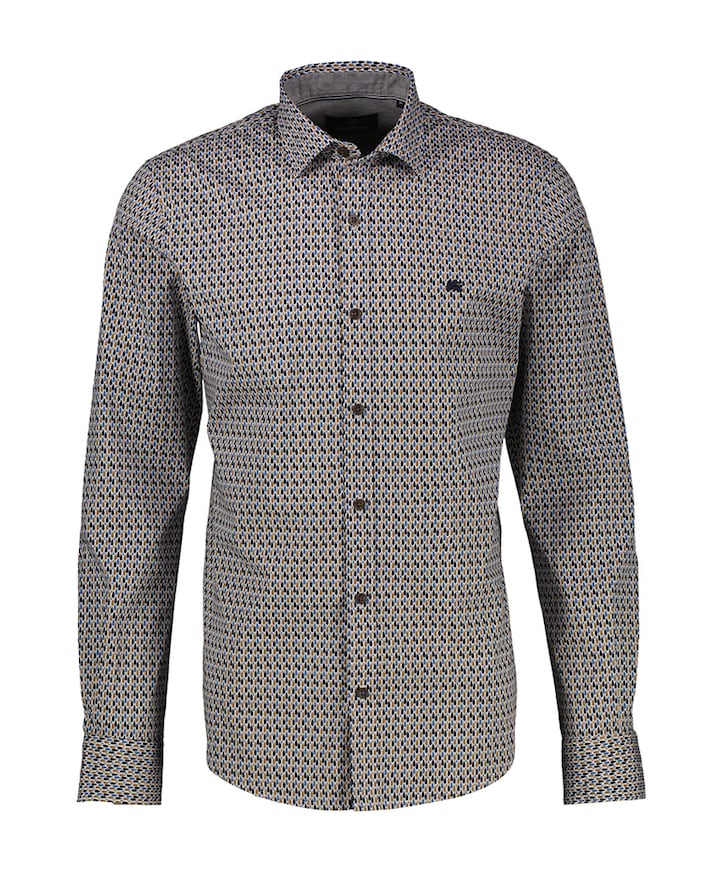 Heren overhemd lange mouw beige