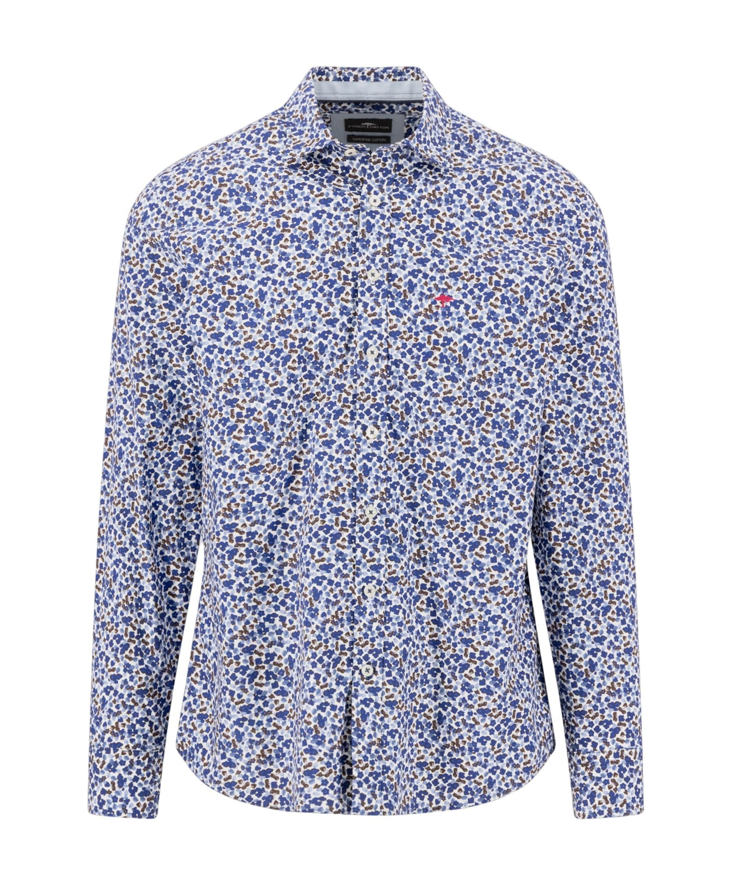 Heren overhemd lange mouw blauw