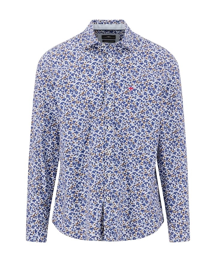 Heren overhemd lange mouw blauw