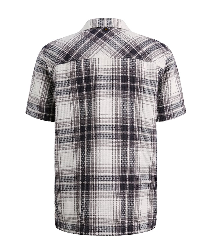 Heren overhemd korte mouw paars