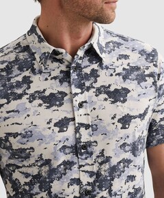 Heren overhemd korte mouw blauw