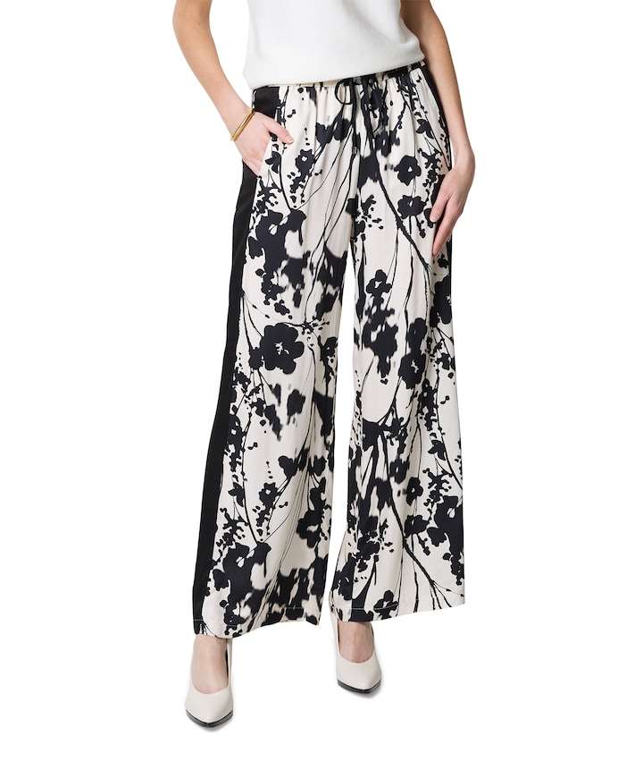 Mara Wide Leg Galon dames broek beige