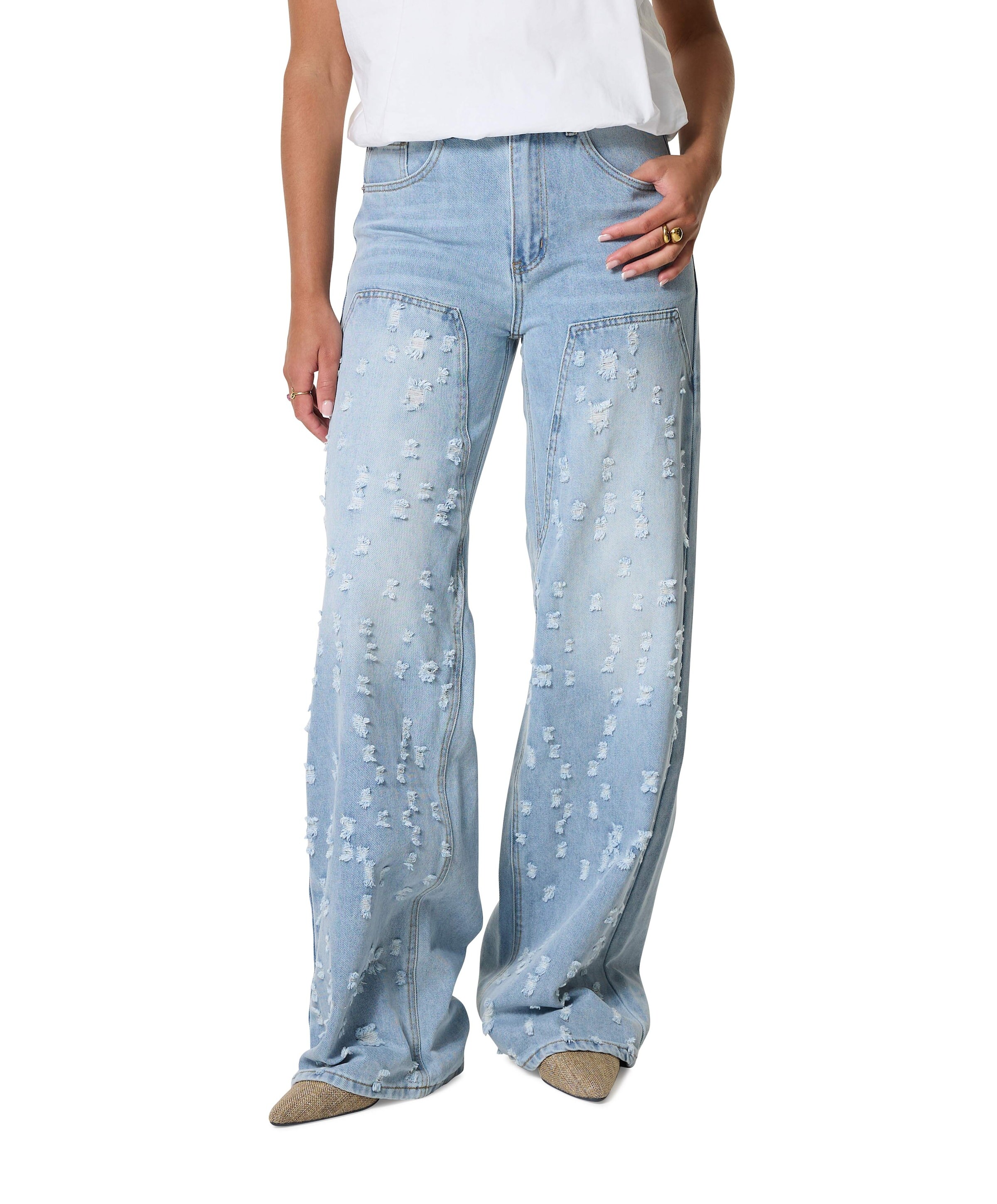 Bleach Distressed Patch Tall jeans blauw