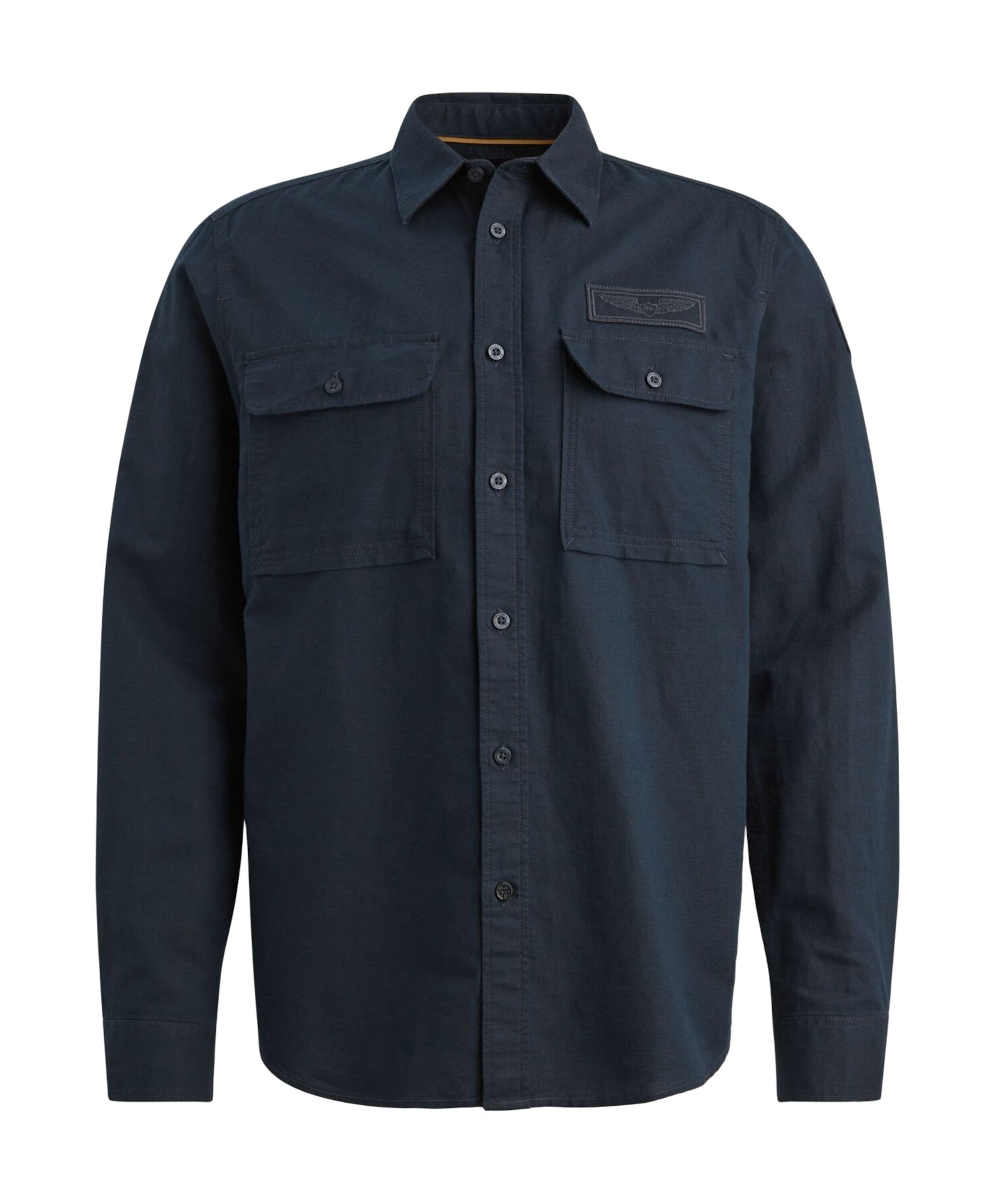 Heren overhemd lange mouw blauw