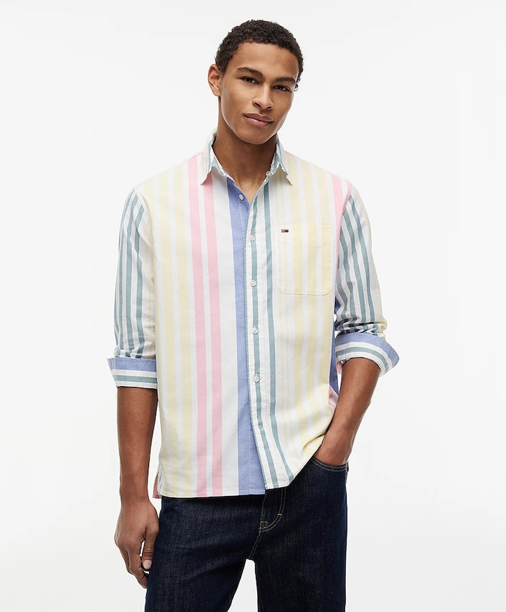Heren overhemd korte mouw multicolor