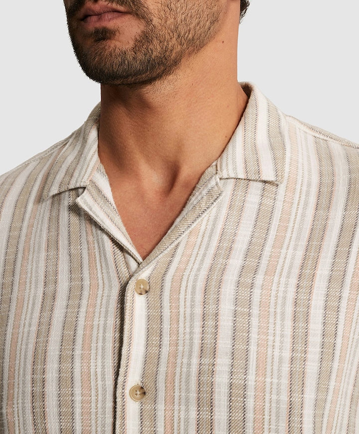 Heren overhemd korte mouw grijs