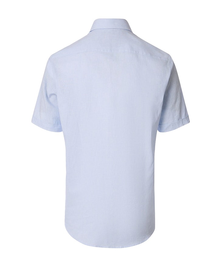 Heren overhemd korte mouw blauw