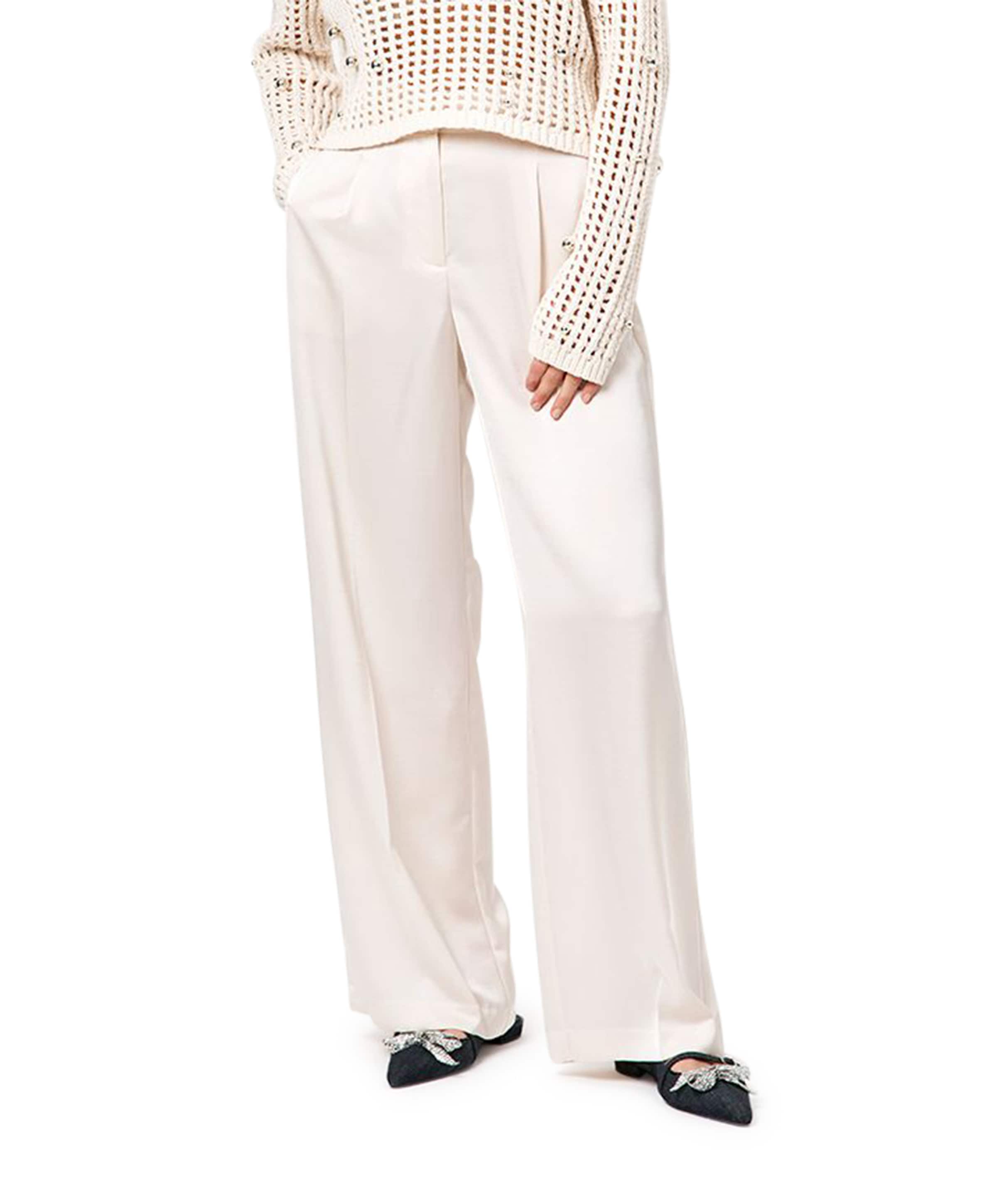 Jules satin smart broek ecru