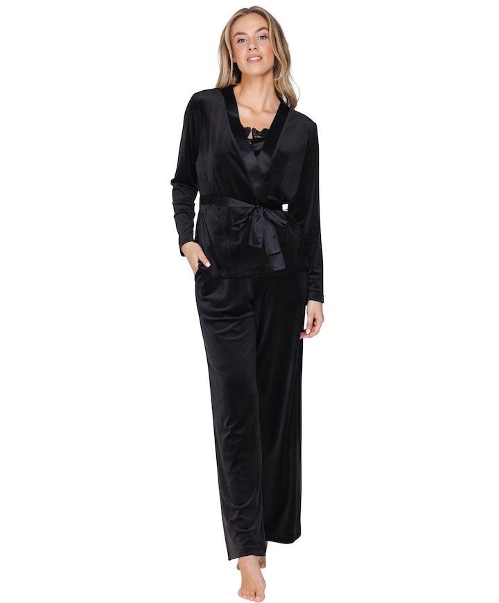 Dames huispak velours zwart