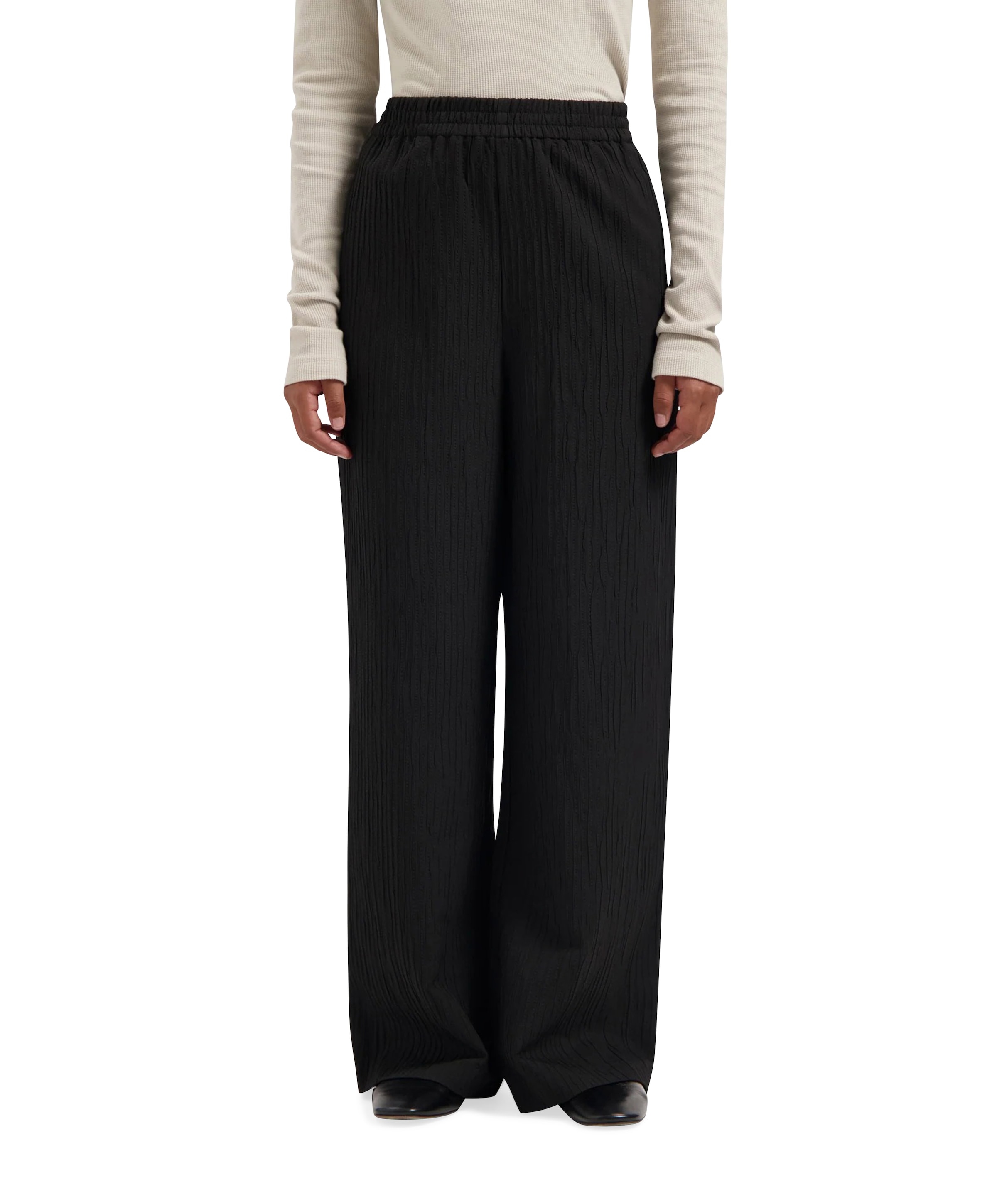 Textured drapey broek zwart