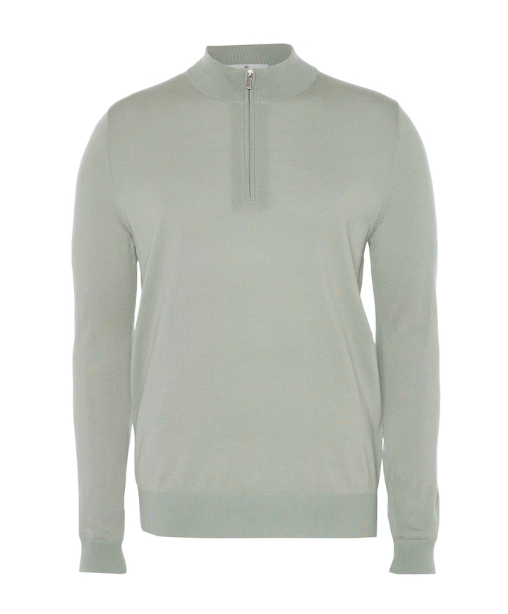 Heren trui met rits groen
