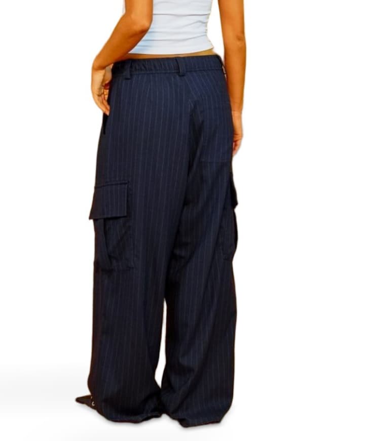 Romeo Baggy Flanel Pin Striped dames broek blauw