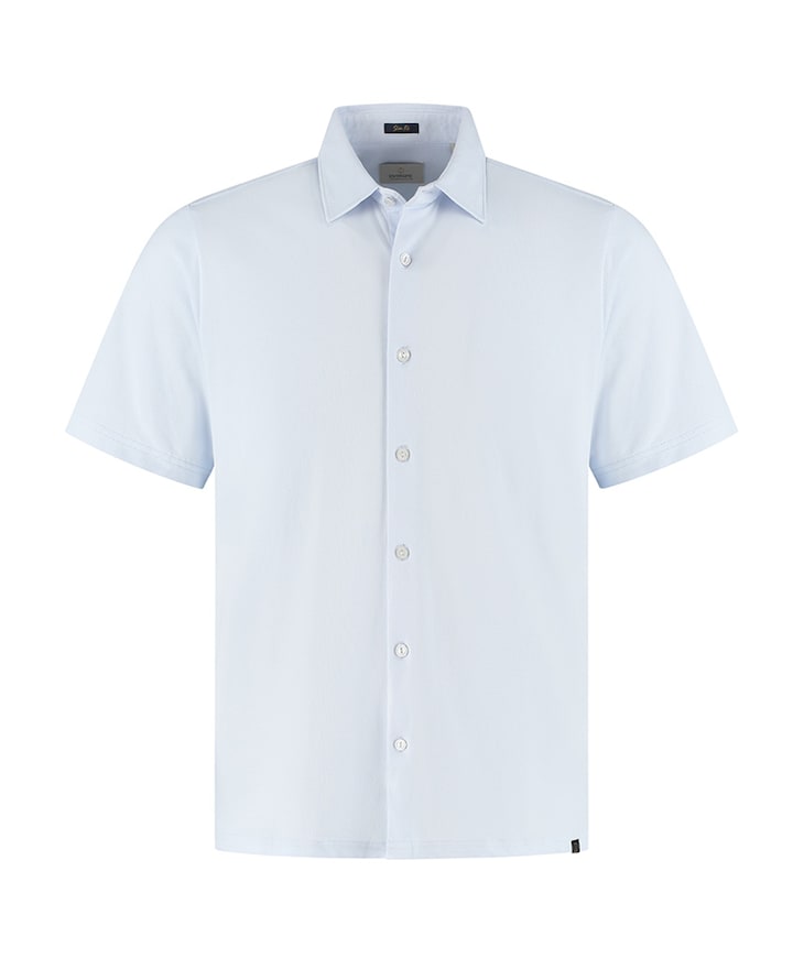 Heren overhemd korte mouw blauw
