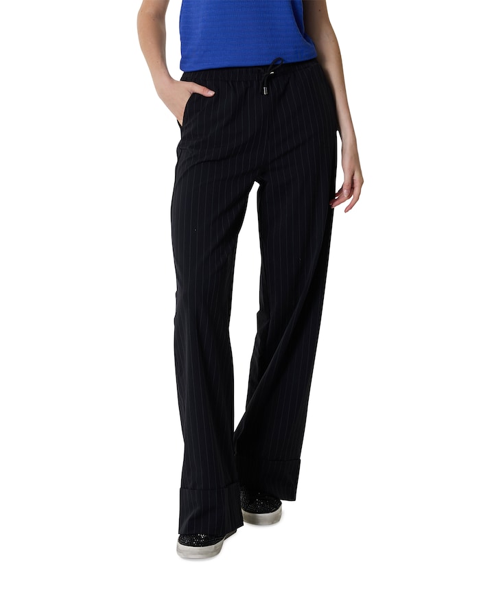 PERFAITE STRIPE TRAVEL broek zwart