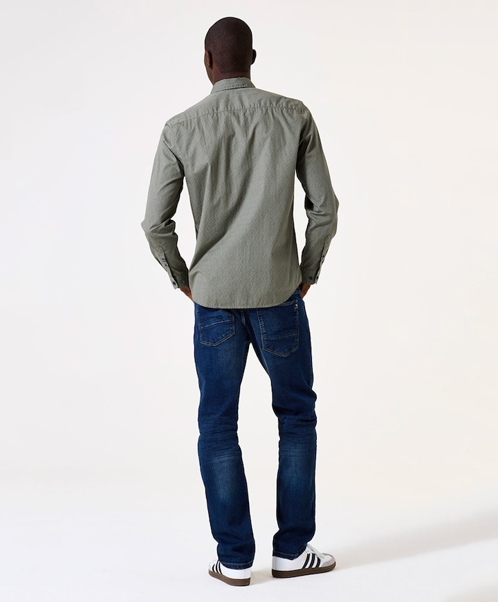 Heren overhemd lange mouw groen