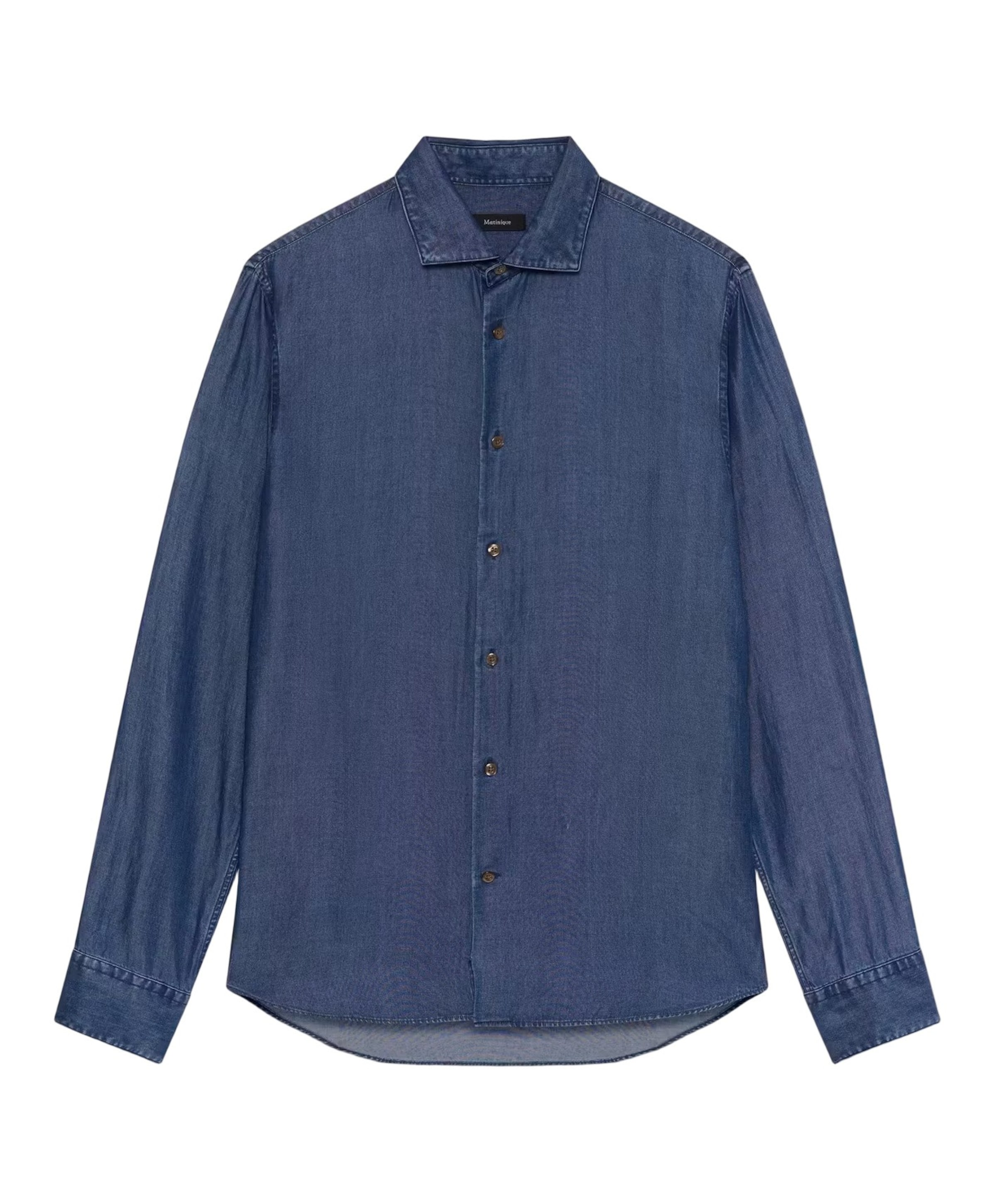 Heren overhemd lange mouw blauw