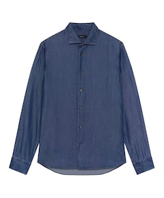 Heren overhemd lange mouw blauw