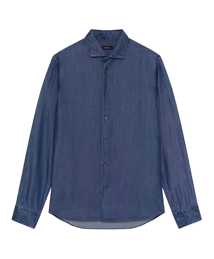 Heren overhemd lange mouw blauw