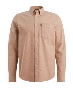 Heren overhemd lange mouw bruin