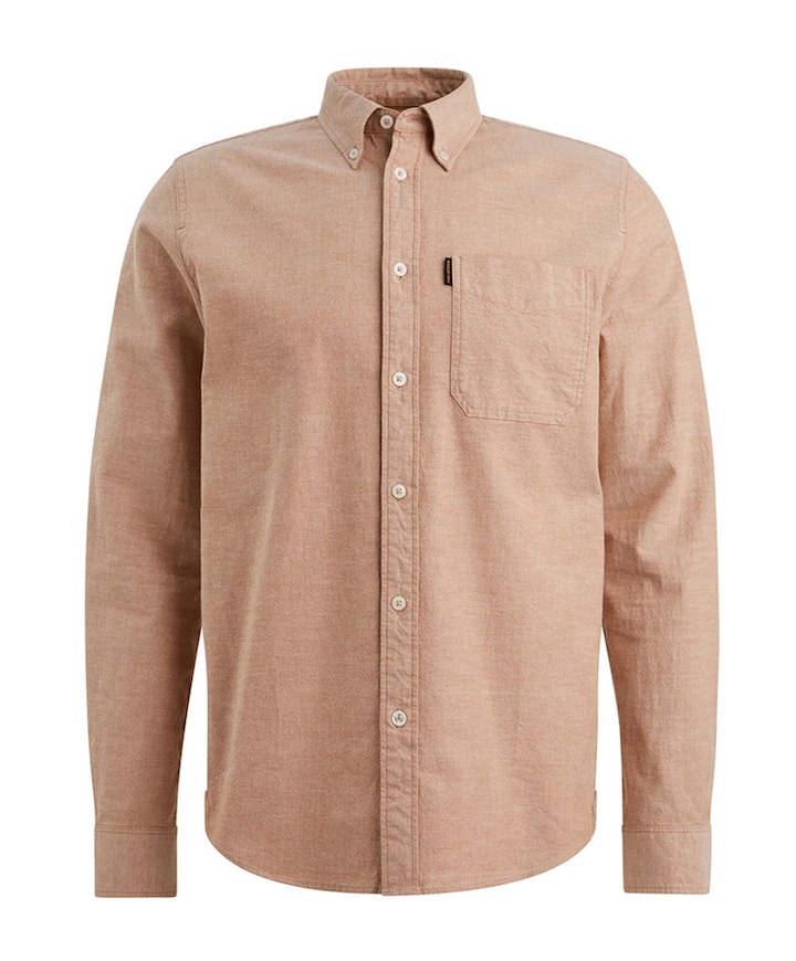 Heren overhemd lange mouw bruin