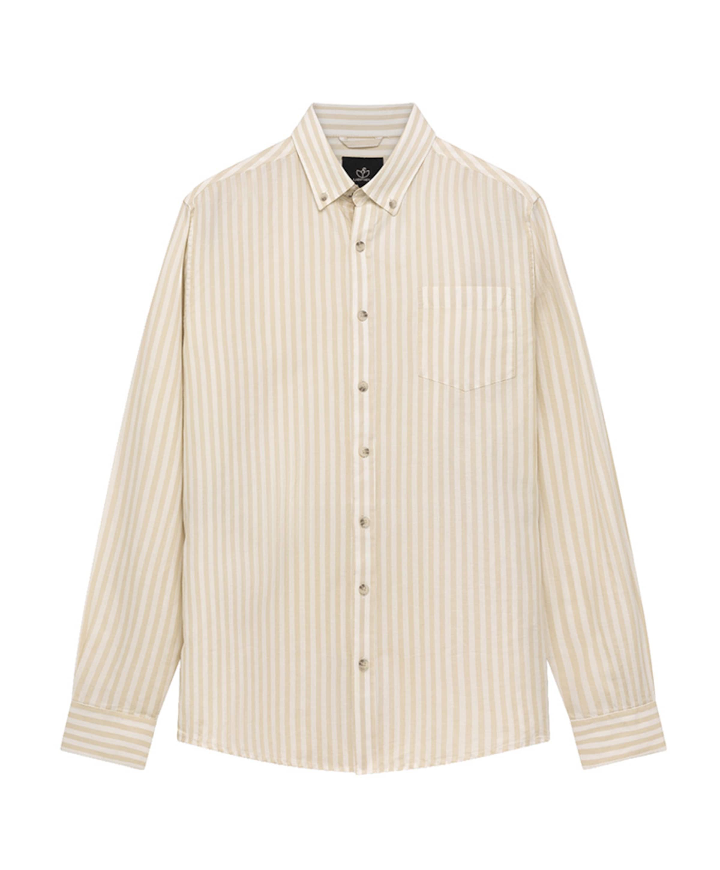 Heren overhemd lange mouw beige