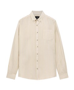 Heren overhemd lange mouw beige