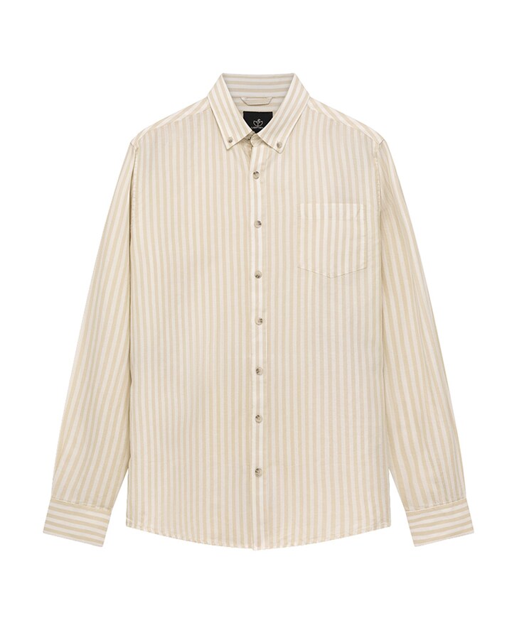 Heren overhemd lange mouw beige