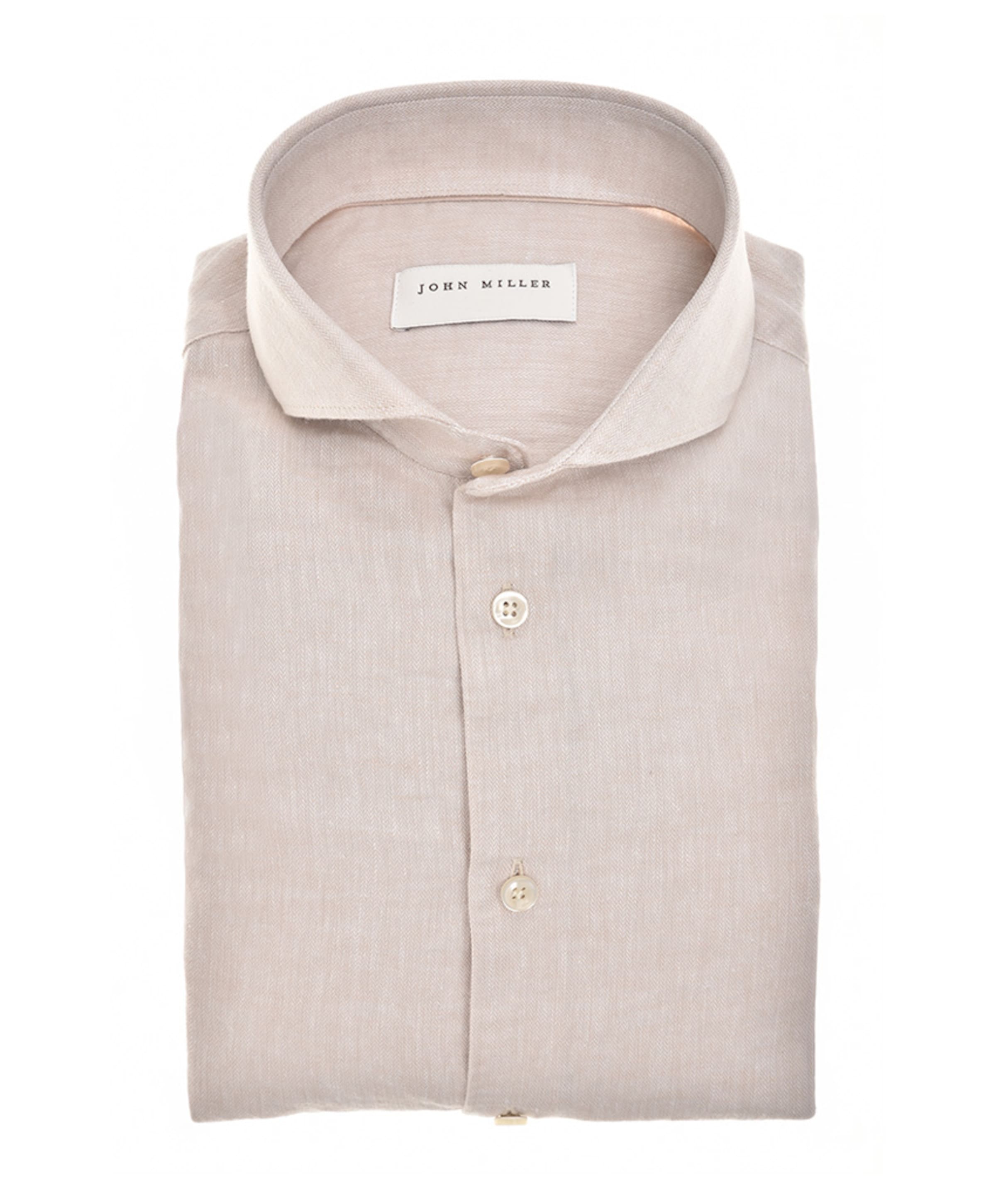 Heren overhemd lange mouw beige