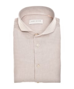 Heren overhemd lange mouw beige
