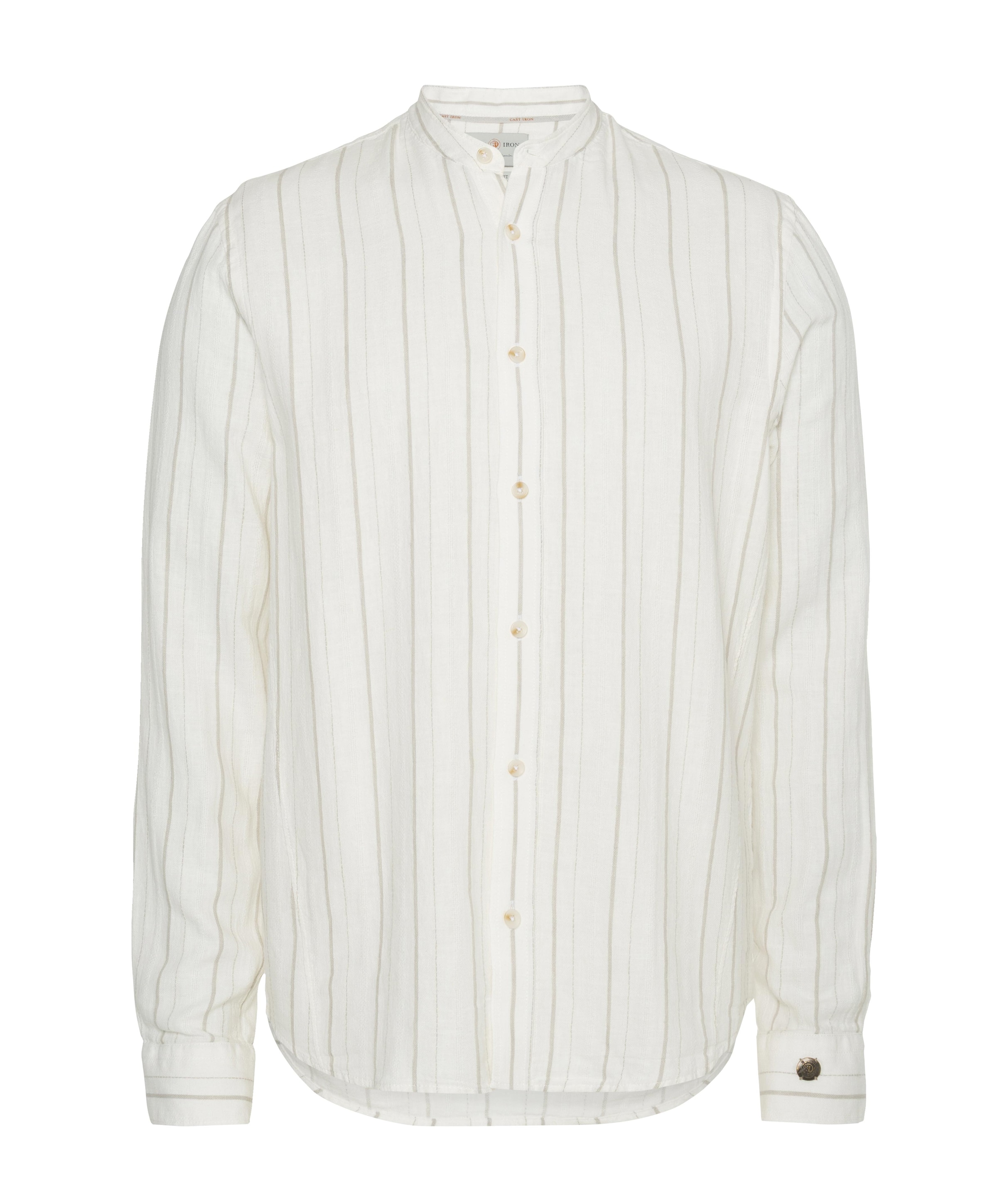 Heren overhemd lange mouw beige