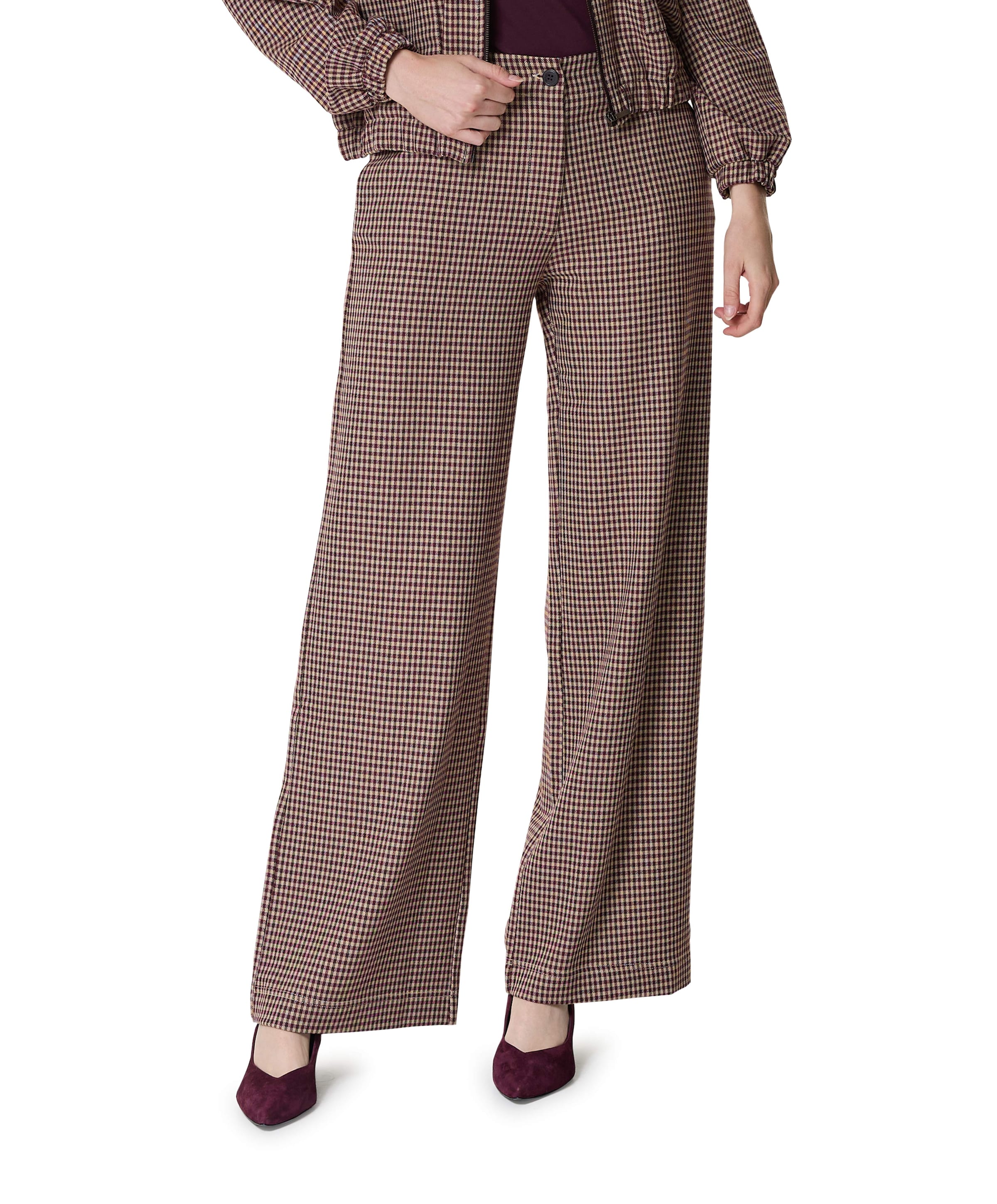 ELIEKE CHECK dames broek beige