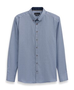 Heren overhemd lange mouw blauw