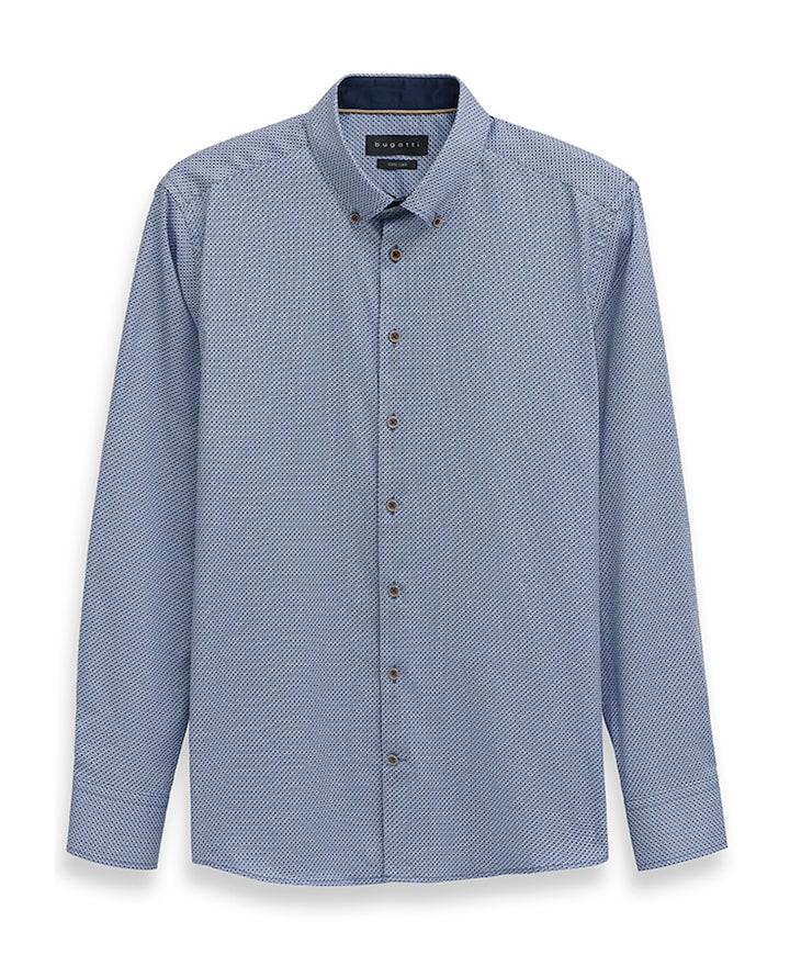 Heren overhemd lange mouw blauw