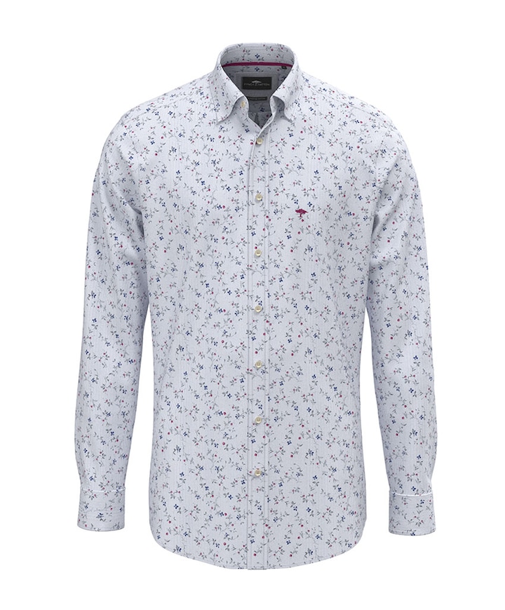 Heren overhemd lange mouw blauw