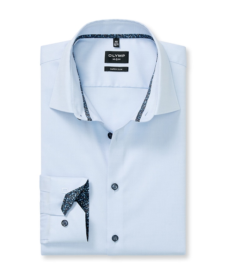 Heren overhemd extra lange mouw blauw