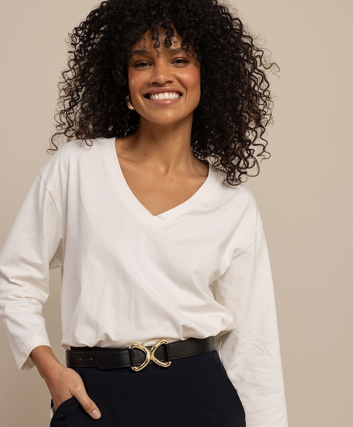 Dames longsleeve ecru