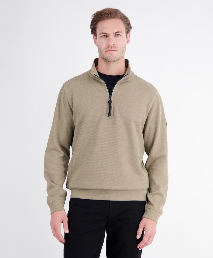 Heren trui met rits beige