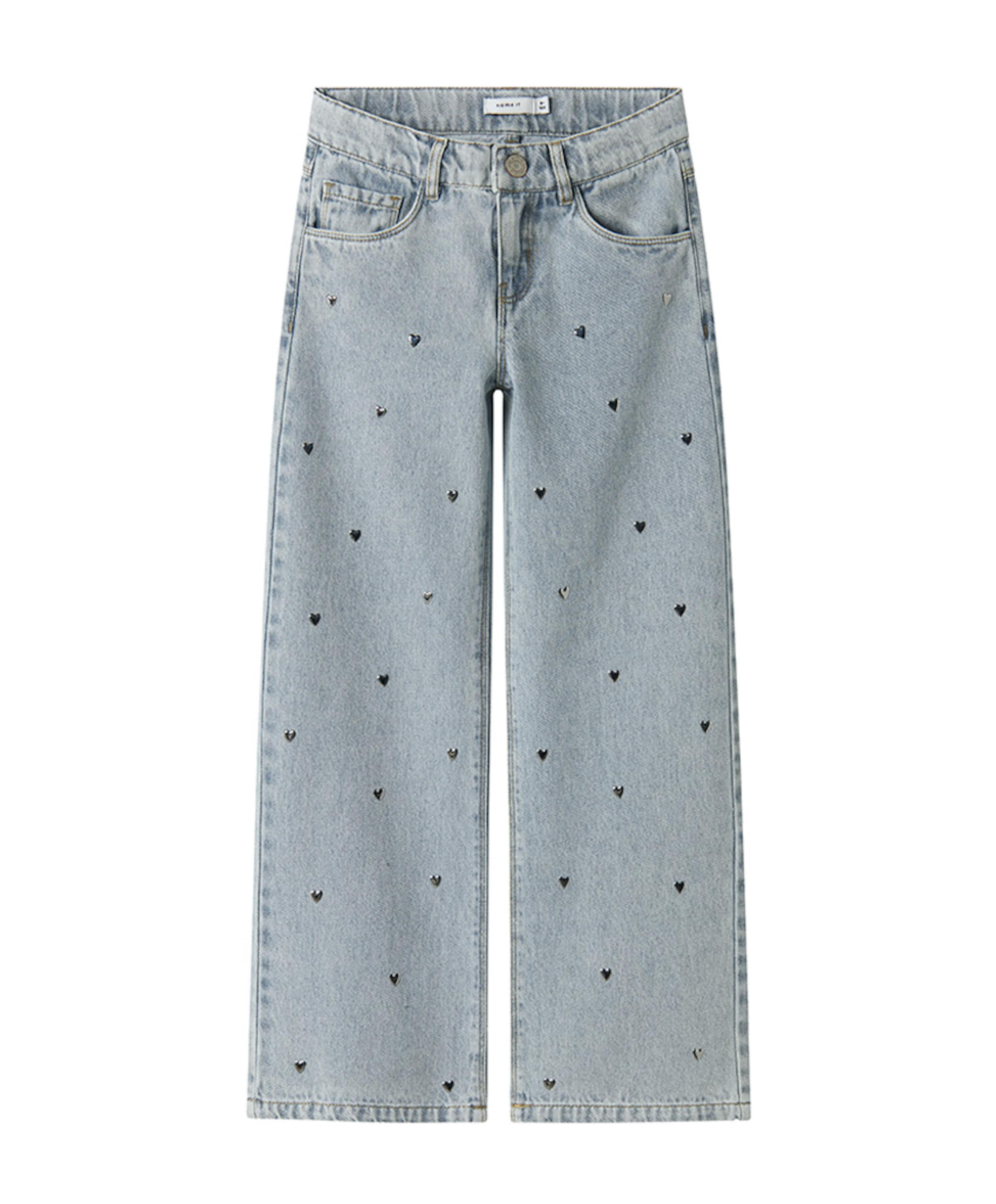 NKFROSE WIDE HEART STUDS JEANS 2021 meisjes jeans blauw