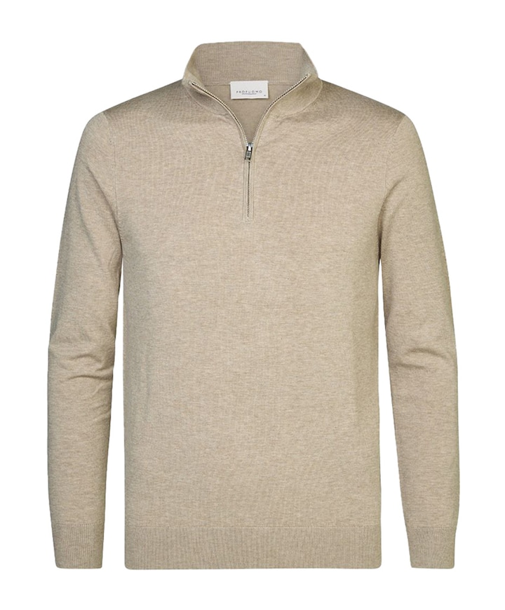 Trui met rits beige