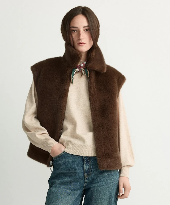 Dames gilet bruin