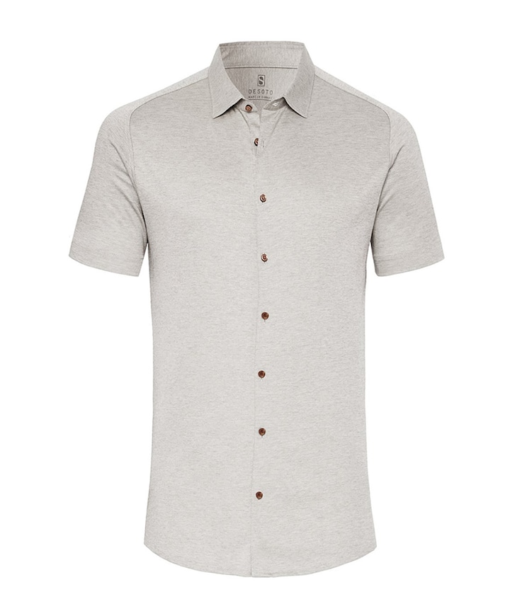 Overhemd korte mouw beige
