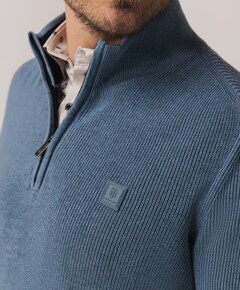 Heren trui met rits blauw