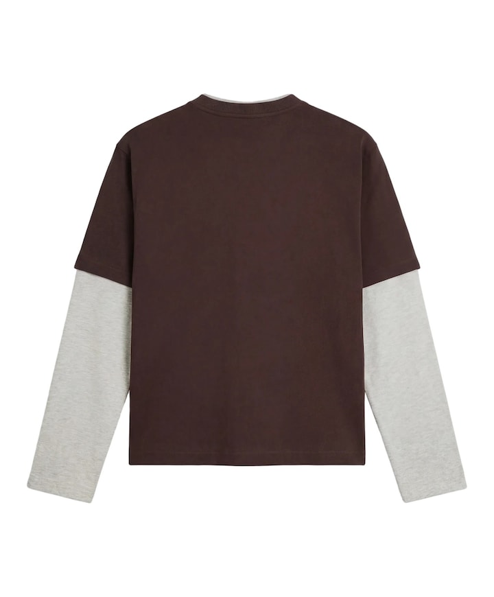 Heren longsleeve bruin